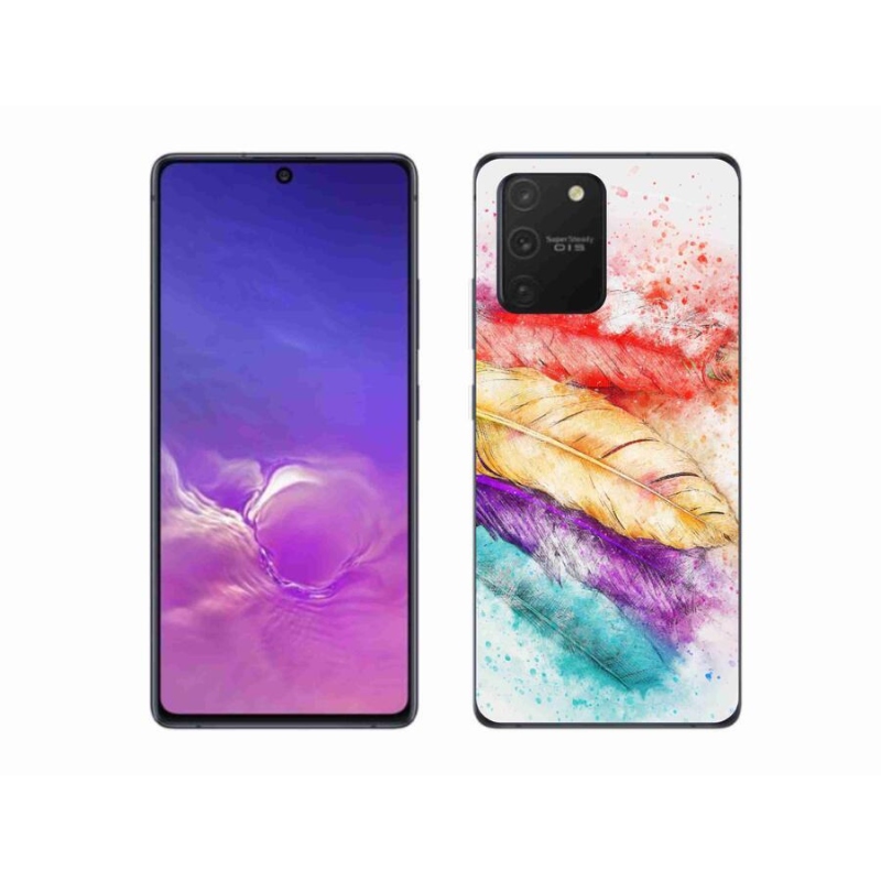 Gelový kryt mmCase na mobil Samsung Galaxy S10 Lite - barevné peří
