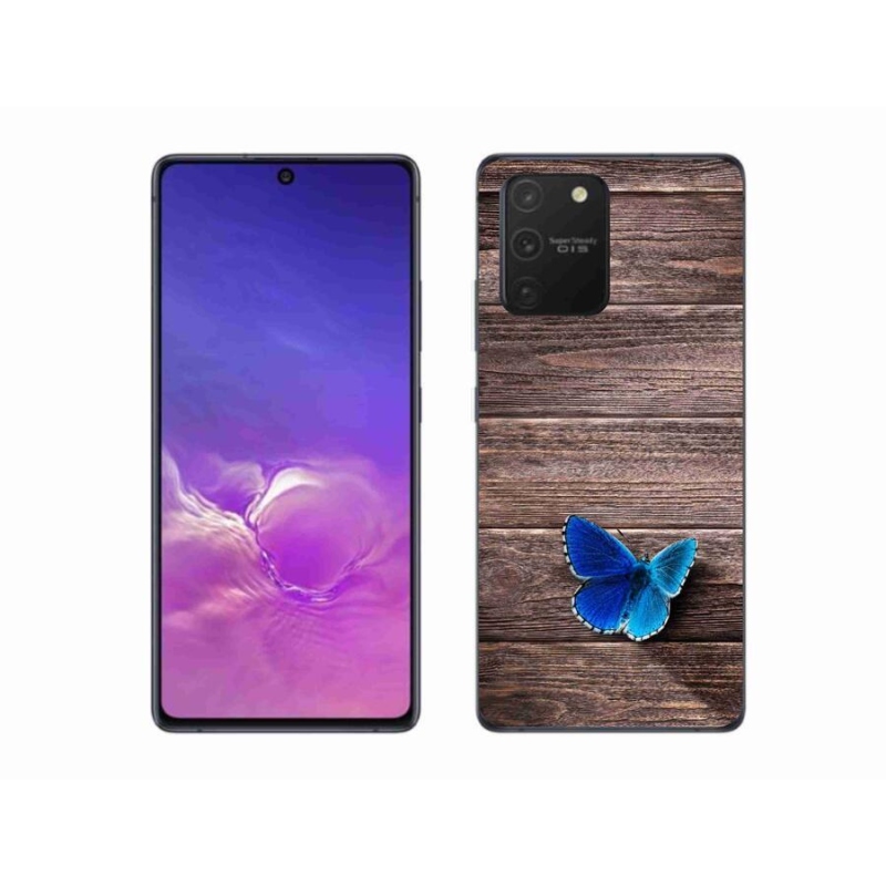 Gelový kryt mmCase na mobil Samsung Galaxy S10 Lite - modrý motýl 1