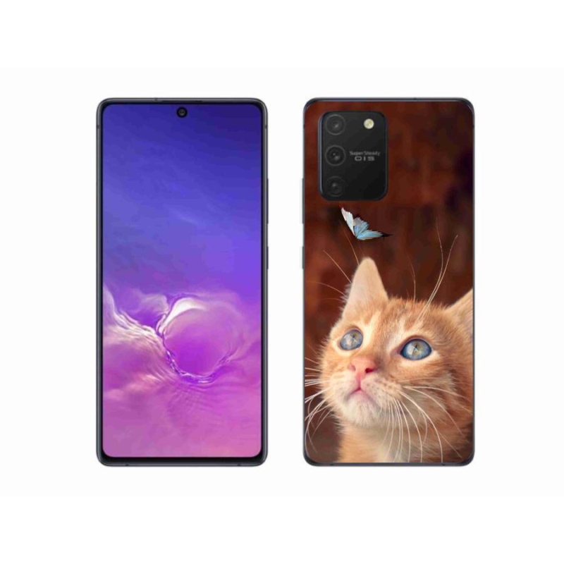 Gelový kryt mmCase na mobil Samsung Galaxy S10 Lite - motýl a kotě