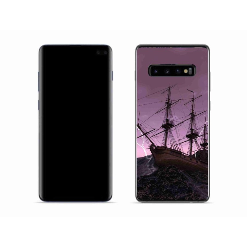 Gelový kryt mmCase na mobil Samsung Galaxy S10 - loď v bouři