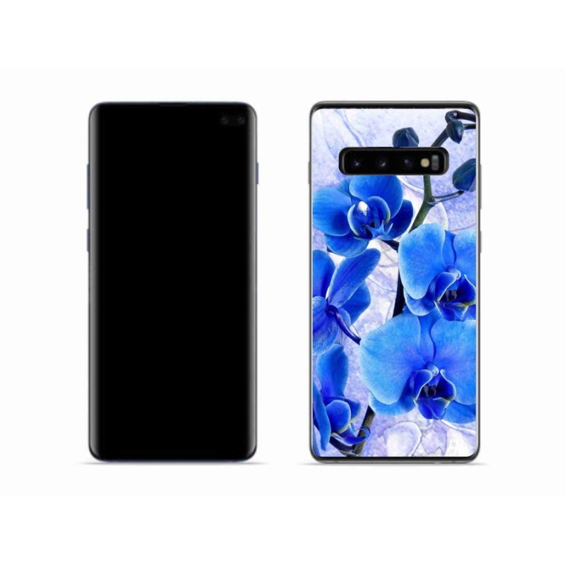 Gelový kryt mmCase na mobil Samsung Galaxy S10 - modré květy