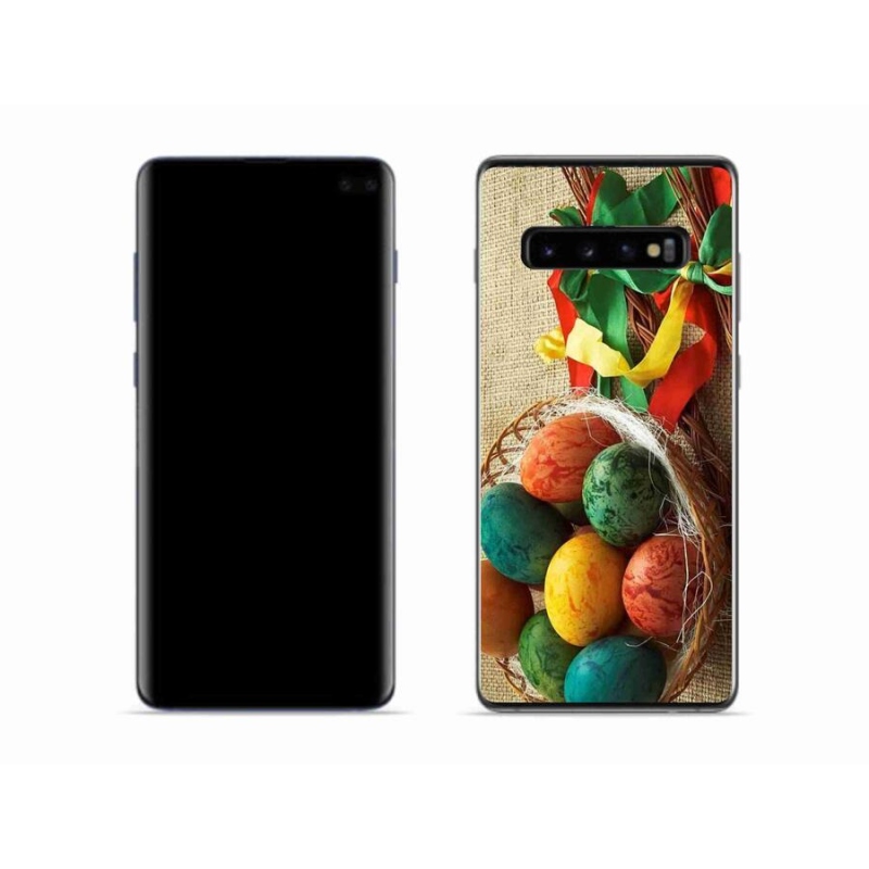 Gelový kryt mmCase na mobil Samsung Galaxy S10 - pomlázky a vajíčka