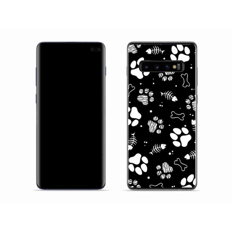 Gelový kryt mmCase na mobil Samsung Galaxy S10 - psí tlapky