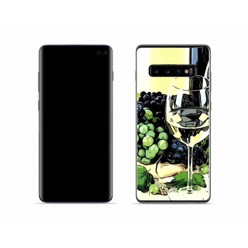 Gelový kryt mmCase na mobil Samsung Galaxy S10 - sklenka vína