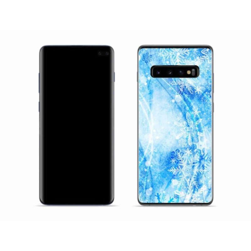 Gelový kryt mmCase na mobil Samsung Galaxy S10 - sněhové vločky
