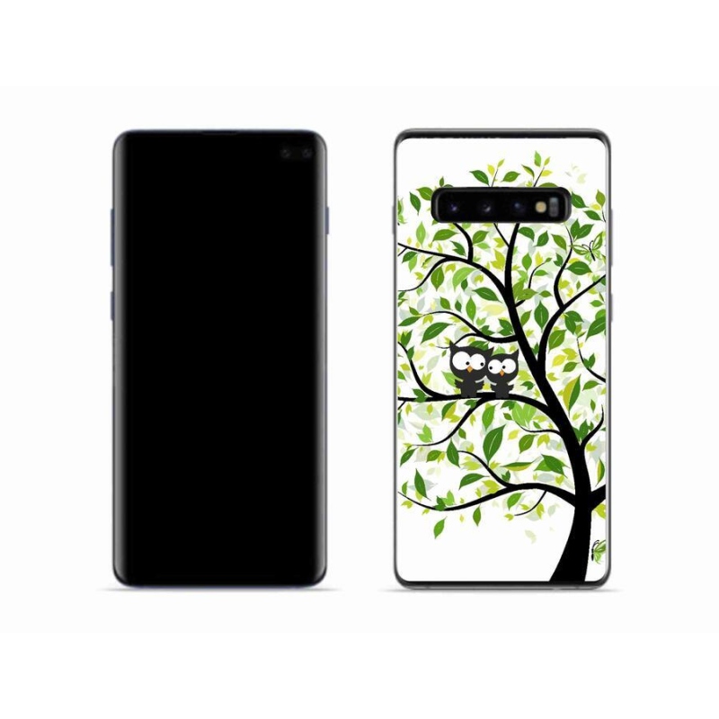 Gelový kryt mmCase na mobil Samsung Galaxy S10 - sovičky na stromě