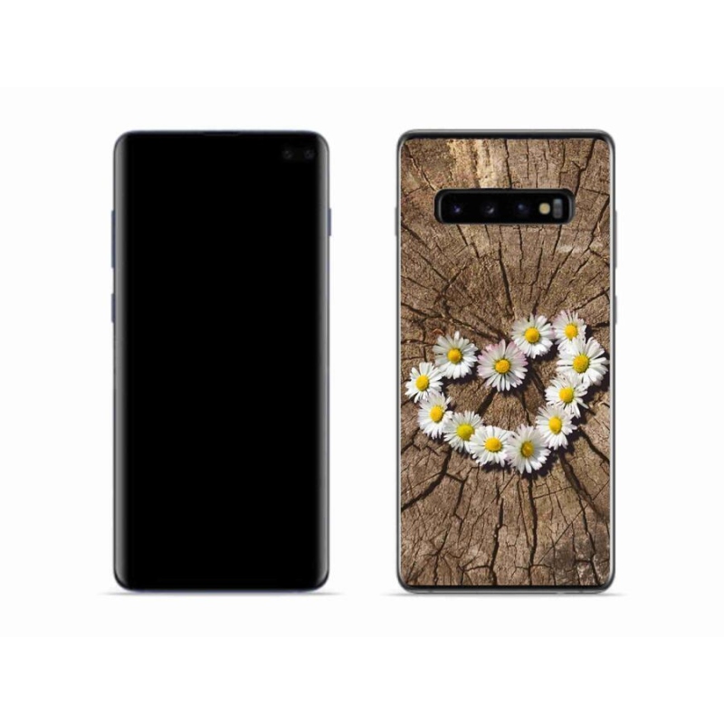 Gelový kryt mmCase na mobil Samsung Galaxy S10 - srdce z kopretin