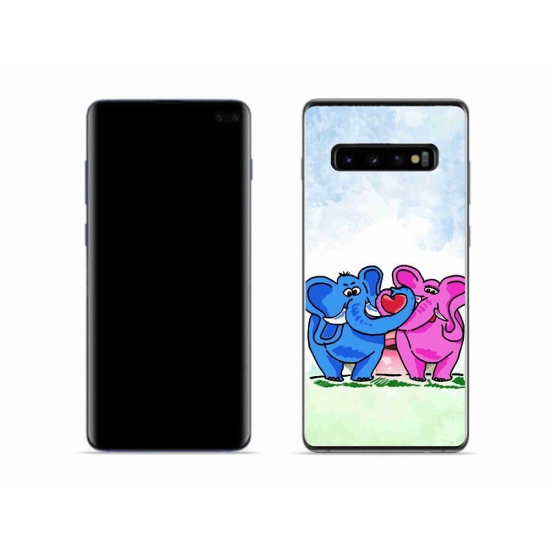 Gelový kryt mmCase na mobil Samsung Galaxy S10 - zamilovaní sloni