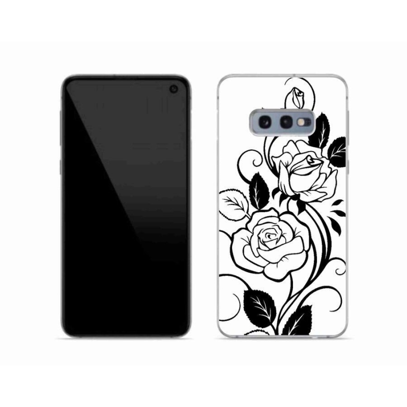 Gelový kryt mmCase na mobil Samsung Galaxy S10e - černobílá růže