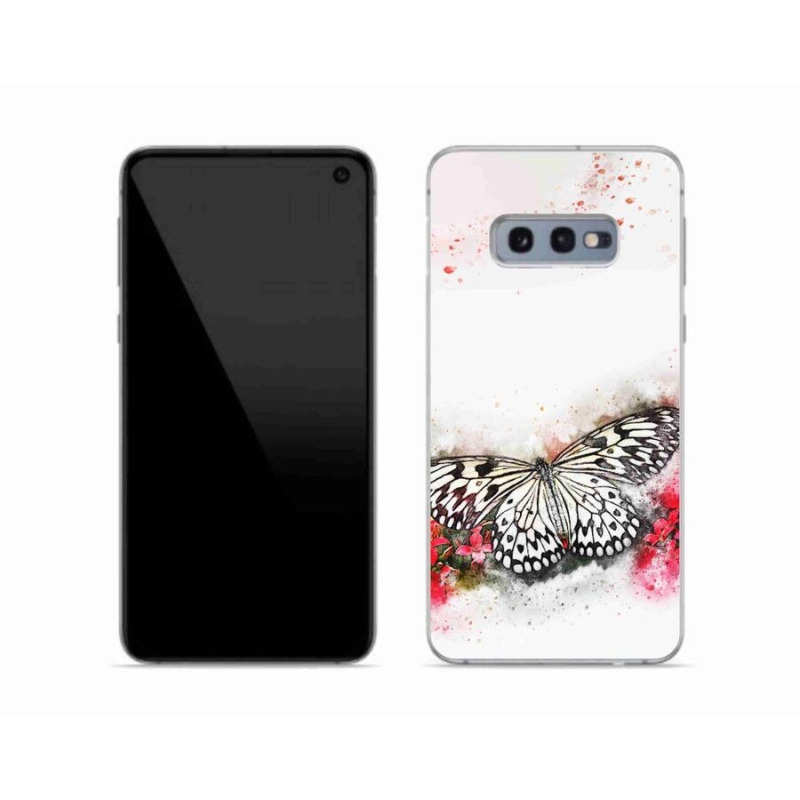 Gelový kryt mmCase na mobil Samsung Galaxy S10e - černobílý motýl