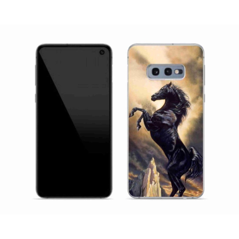 Gelový kryt mmCase na mobil Samsung Galaxy S10e - černý kreslený kůň