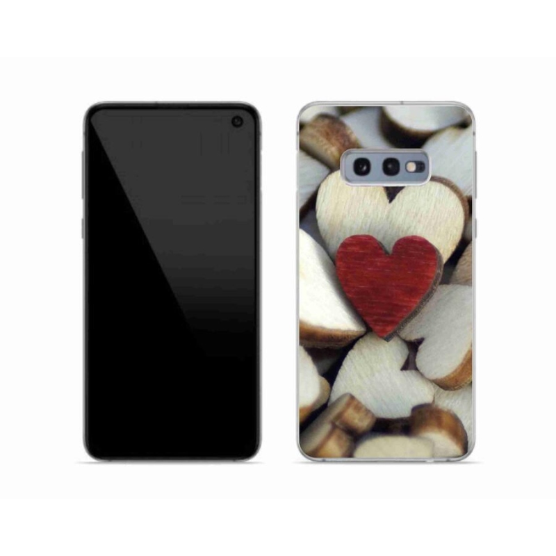 Gelový kryt mmCase na mobil Samsung Galaxy S10e - gravírované červené srdce