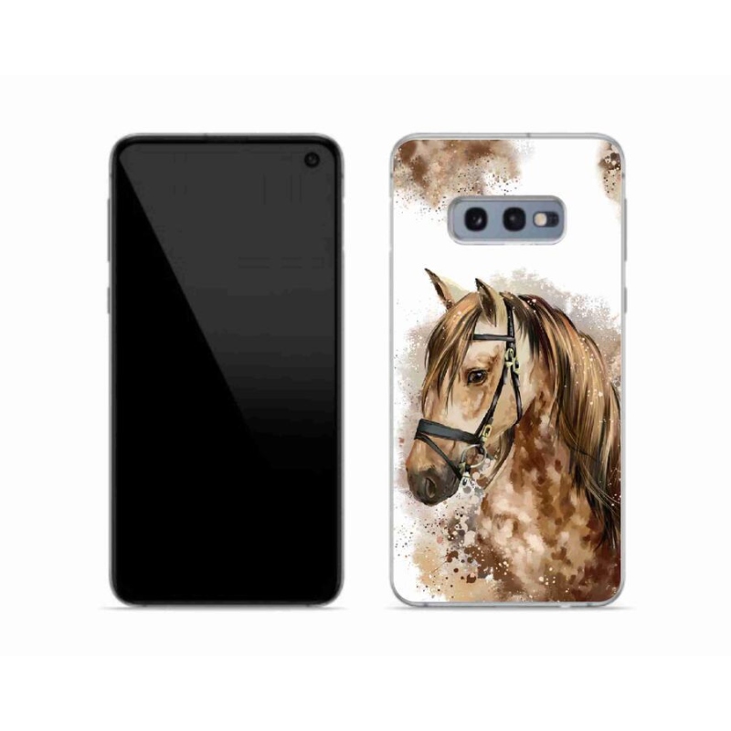 Gelový kryt mmCase na mobil Samsung Galaxy S10e - hnědý kreslený kůň