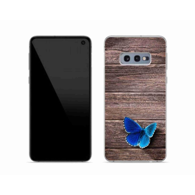 Gelový kryt mmCase na mobil Samsung Galaxy S10e - modrý motýl 1