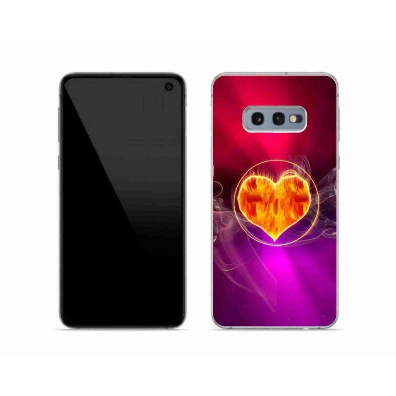 Gelový kryt mmCase na mobil Samsung Galaxy S10e - ohnivé srdce