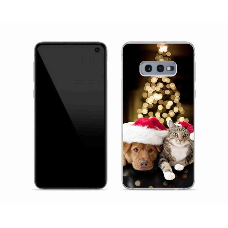 Gelový kryt mmCase na mobil Samsung Galaxy S10e - vánoční pes a kočka