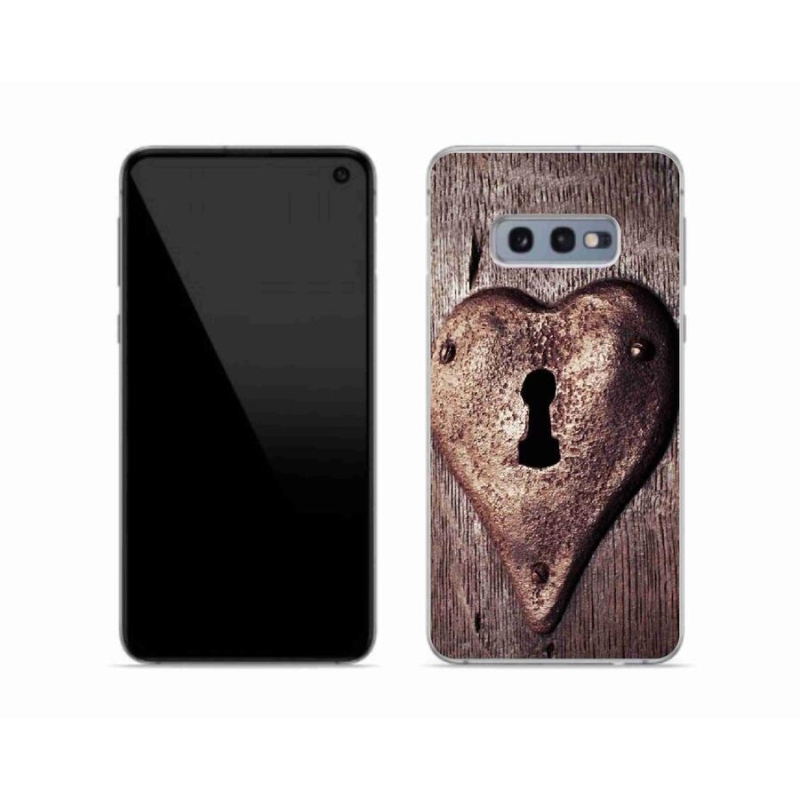 Gelový kryt mmCase na mobil Samsung Galaxy S10e - zámek ve tvaru srdce