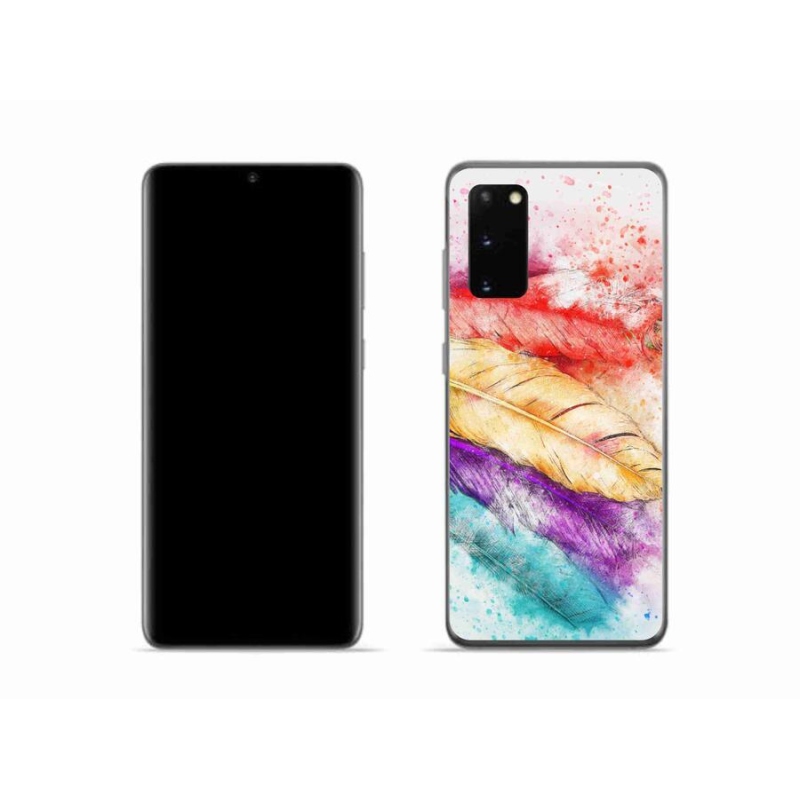 Gelový kryt mmCase na mobil Samsung Galaxy S20 - barevné peří
