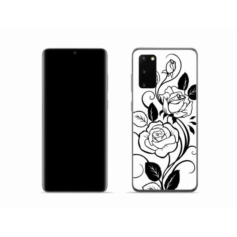 Gelový kryt mmCase na mobil Samsung Galaxy S20 - černobílá růže