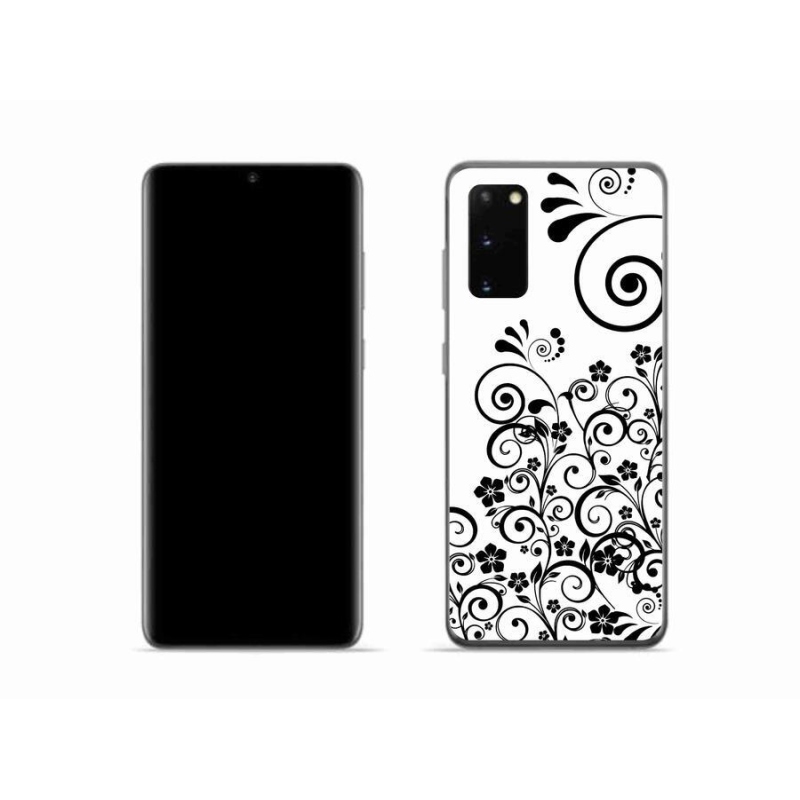 Gelový kryt mmCase na mobil Samsung Galaxy S20 - černobílé květinové vzory