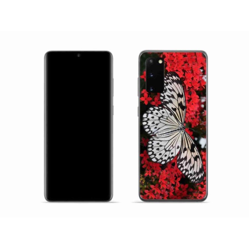 Gelový kryt mmCase na mobil Samsung Galaxy S20 - černobílý motýl 1