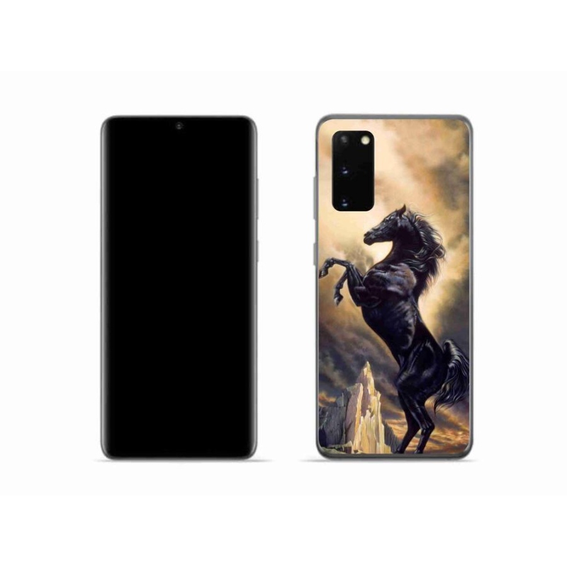 Gelový kryt mmCase na mobil Samsung Galaxy S20 - černý kreslený kůň