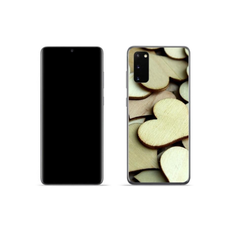 Gelový kryt mmCase na mobil Samsung Galaxy S20 - dřevěná srdíčka