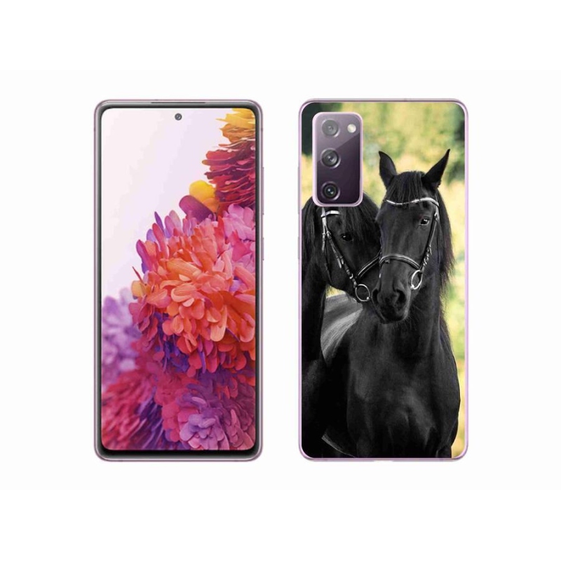 Gelový kryt mmCase na mobil Samsung Galaxy S20 FE - dva černí koně