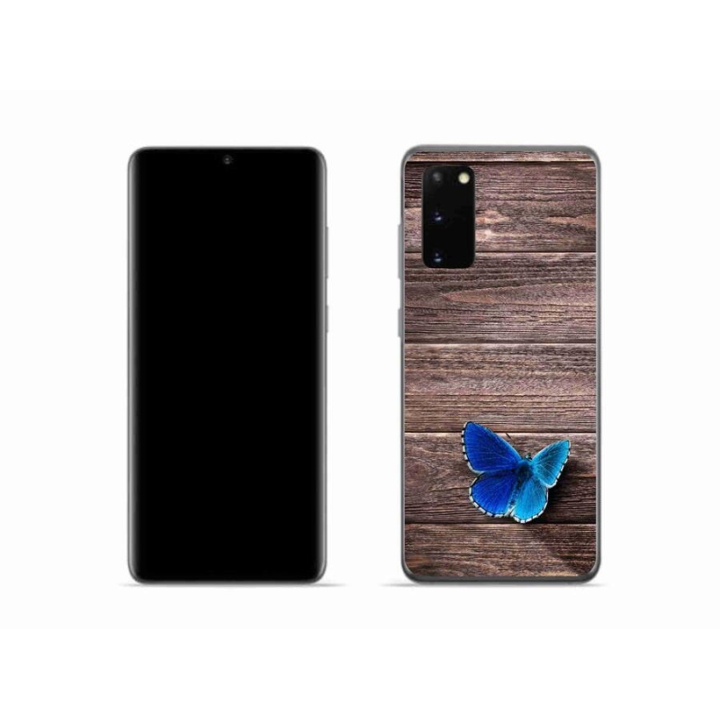 Gelový kryt mmCase na mobil Samsung Galaxy S20 - modrý motýl 1