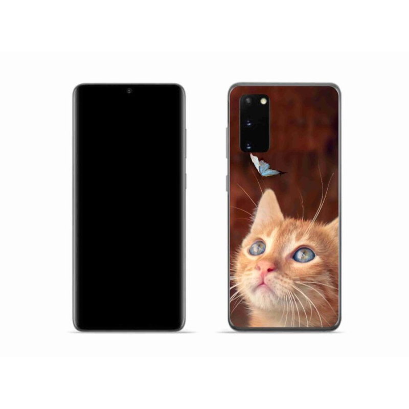 Gelový kryt mmCase na mobil Samsung Galaxy S20 - motýl a kotě