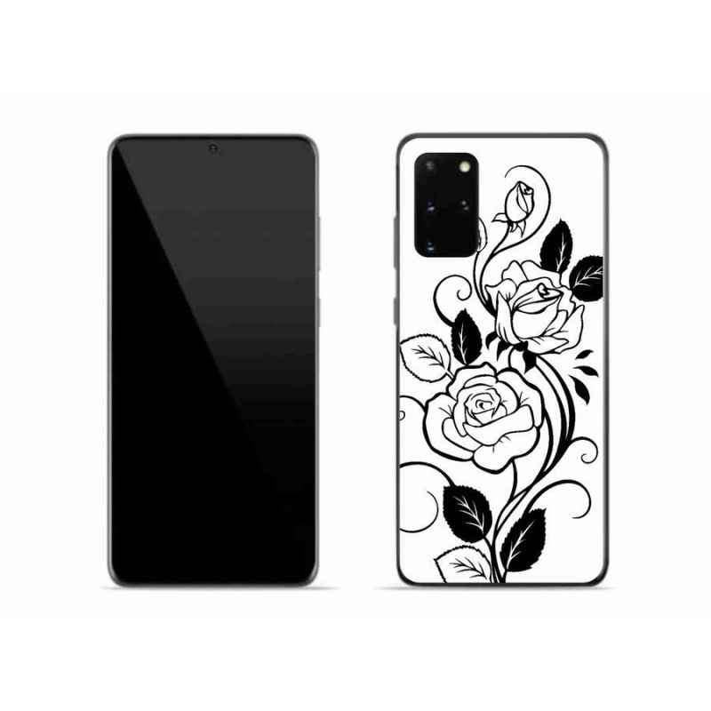 Gelový kryt mmCase na mobil Samsung Galaxy S20 Plus - černobílá růže