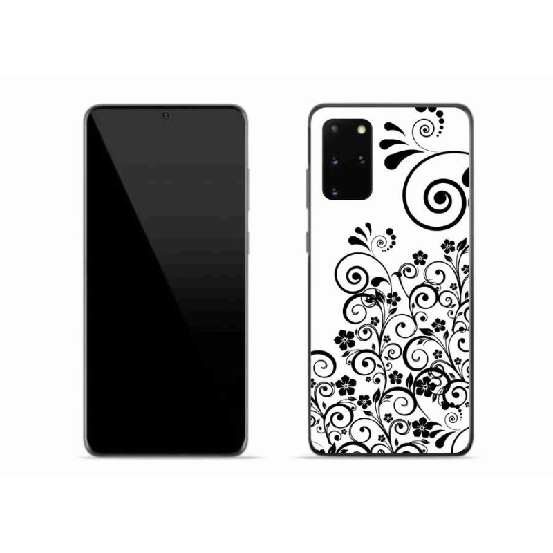 Gelový kryt mmCase na mobil Samsung Galaxy S20 Plus - černobílé květinové vzory