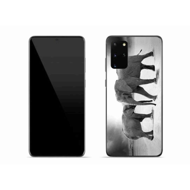 Gelový kryt mmCase na mobil Samsung Galaxy S20 Plus - černobílí sloni