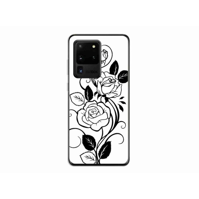 Gelový kryt mmCase na mobil Samsung Galaxy S20 Ultra - černobílá růže
