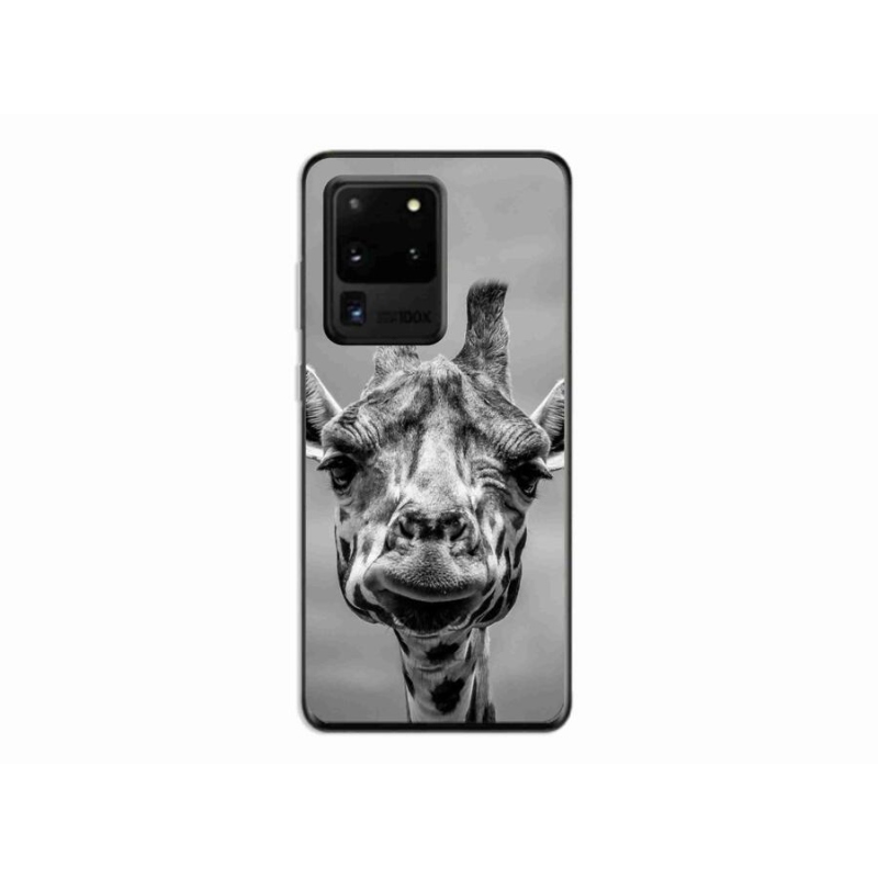 Gelový kryt mmCase na mobil Samsung Galaxy S20 Ultra - černobílá žirafa
