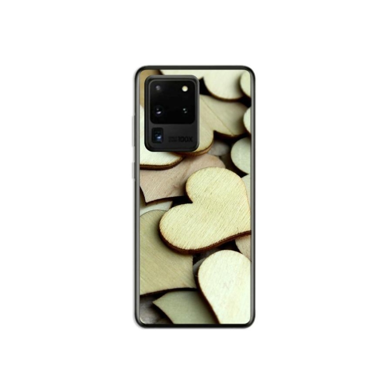 Gelový kryt mmCase na mobil Samsung Galaxy S20 Ultra - dřevěná srdíčka