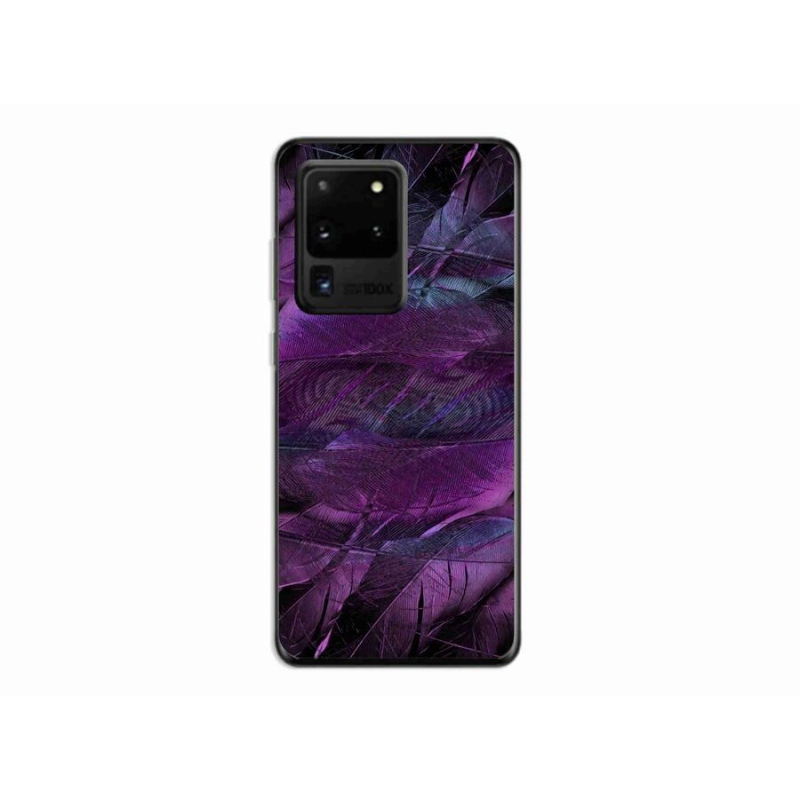 Gelový kryt mmCase na mobil Samsung Galaxy S20 Ultra - fialová pírka