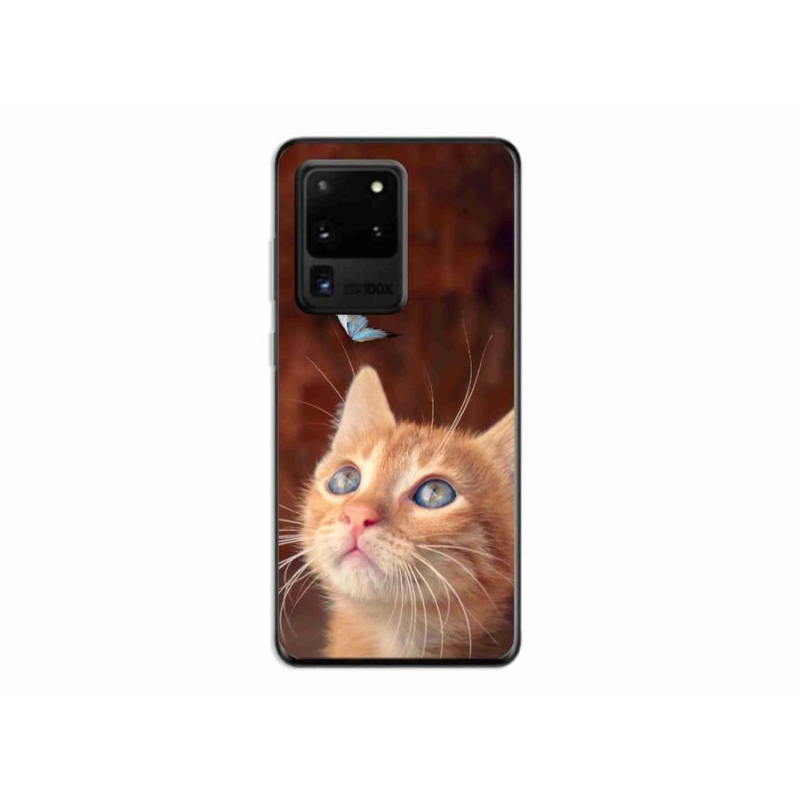 Gelový kryt mmCase na mobil Samsung Galaxy S20 Ultra - motýl a kotě