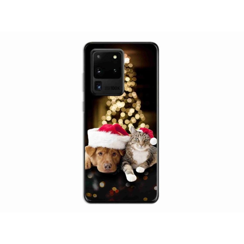 Gelový kryt mmCase na mobil Samsung Galaxy S20 Ultra - vánoční pes a kočka