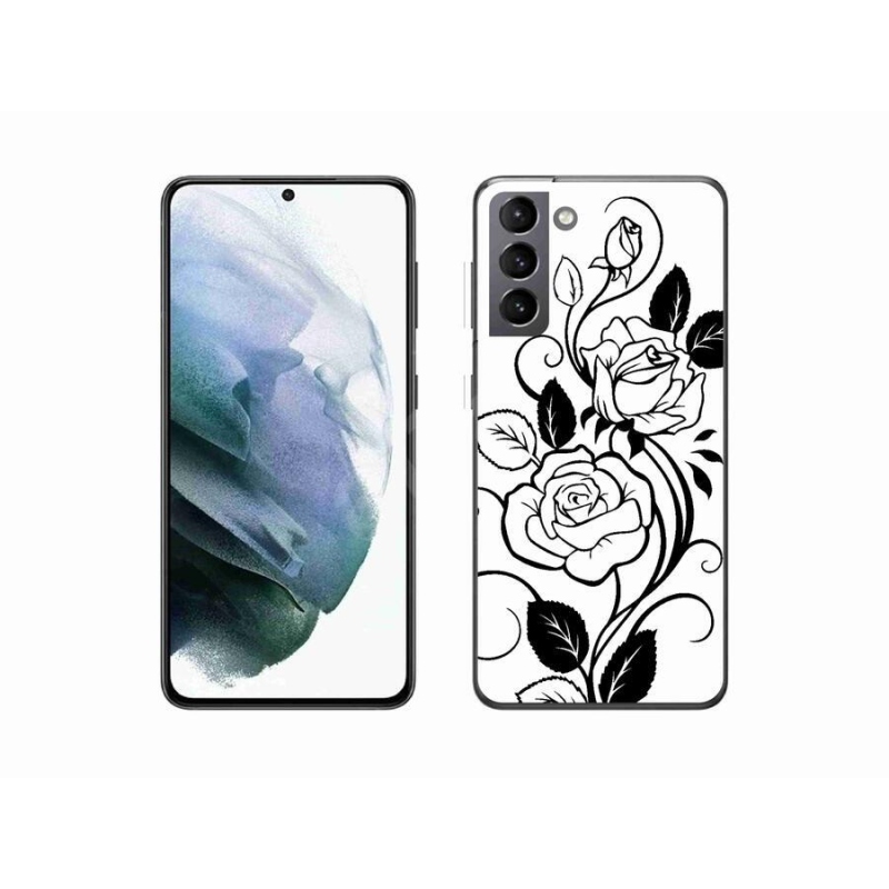 Gelový kryt mmCase na mobil Samsung Galaxy S21 - černobílá růže