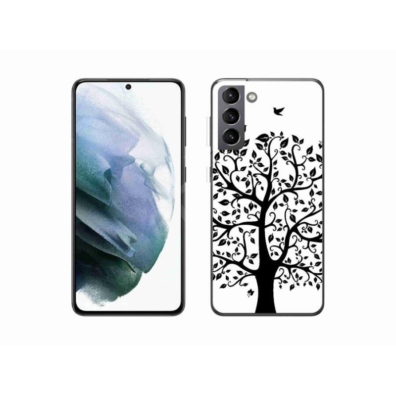Gelový kryt mmCase na mobil Samsung Galaxy S21 - černobílý strom