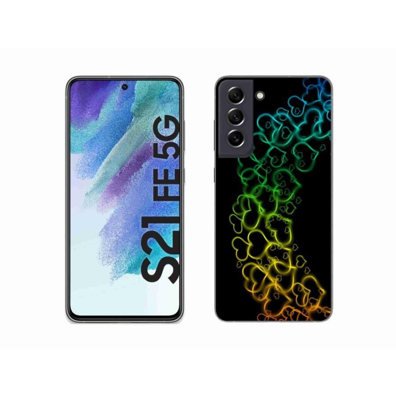 Gelový kryt mmCase na mobil Samsung Galaxy S21 FE 5G - barevná srdíčka