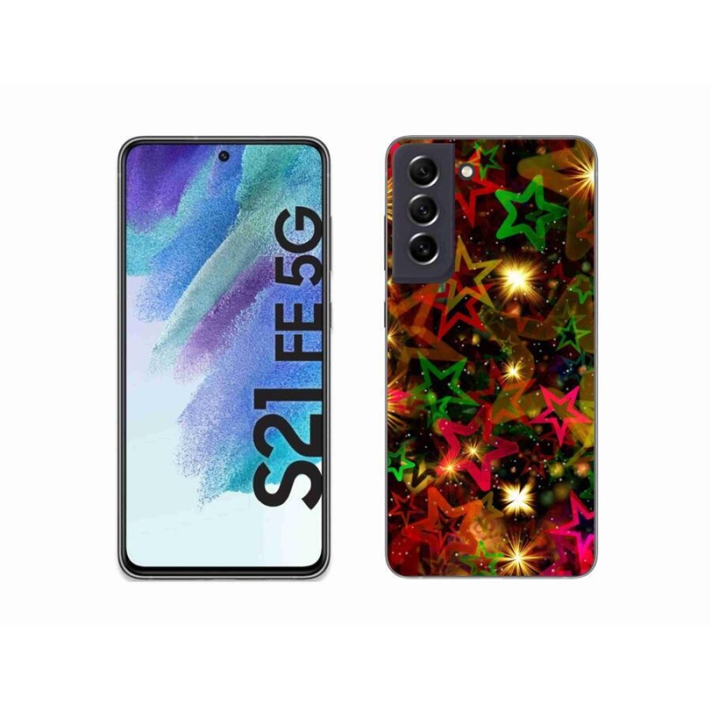 Gelový kryt mmCase na mobil Samsung Galaxy S21 FE 5G - barevné hvězdičky