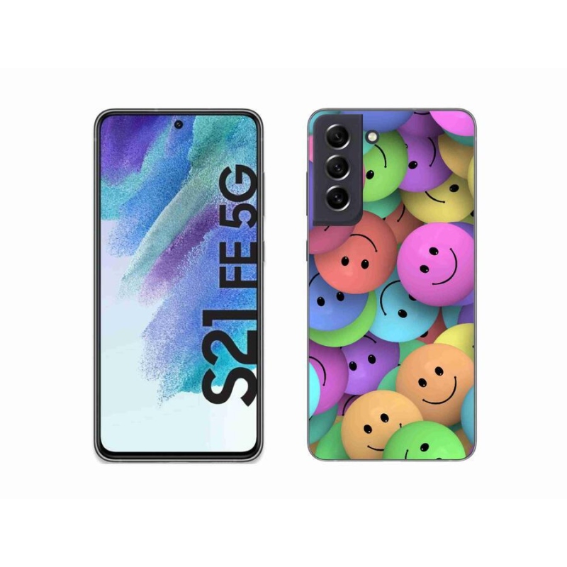 Gelový kryt mmCase na mobil Samsung Galaxy S21 FE 5G - barevní smajlíci