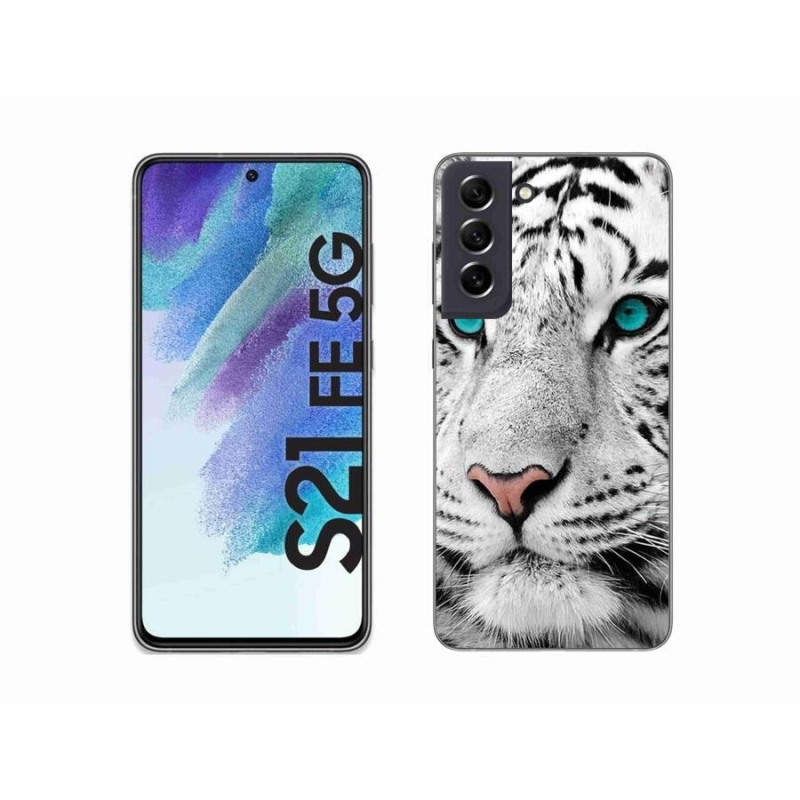 Gelový kryt mmCase na mobil Samsung Galaxy S21 FE 5G - bílý tygr