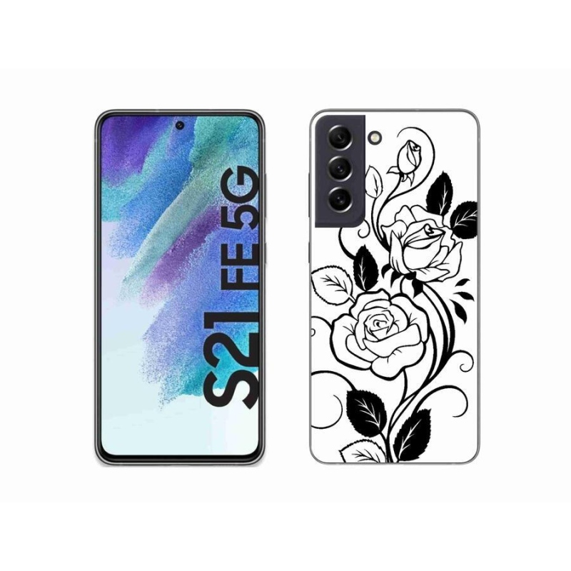 Gelový kryt mmCase na mobil Samsung Galaxy S21 FE 5G - černobílá růže