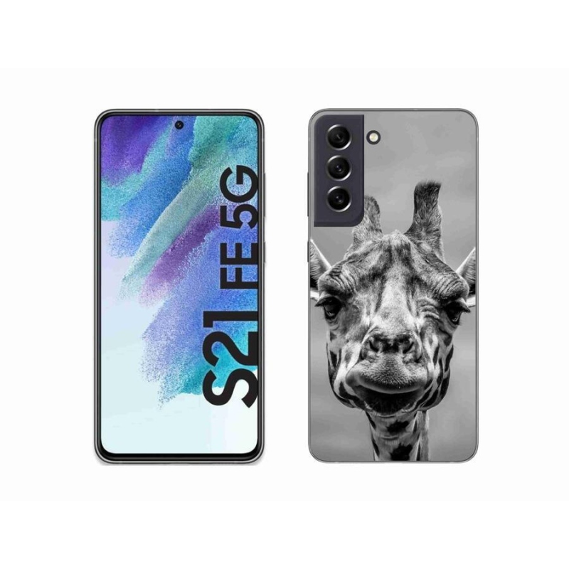 Gelový kryt mmCase na mobil Samsung Galaxy S21 FE 5G - černobílá žirafa