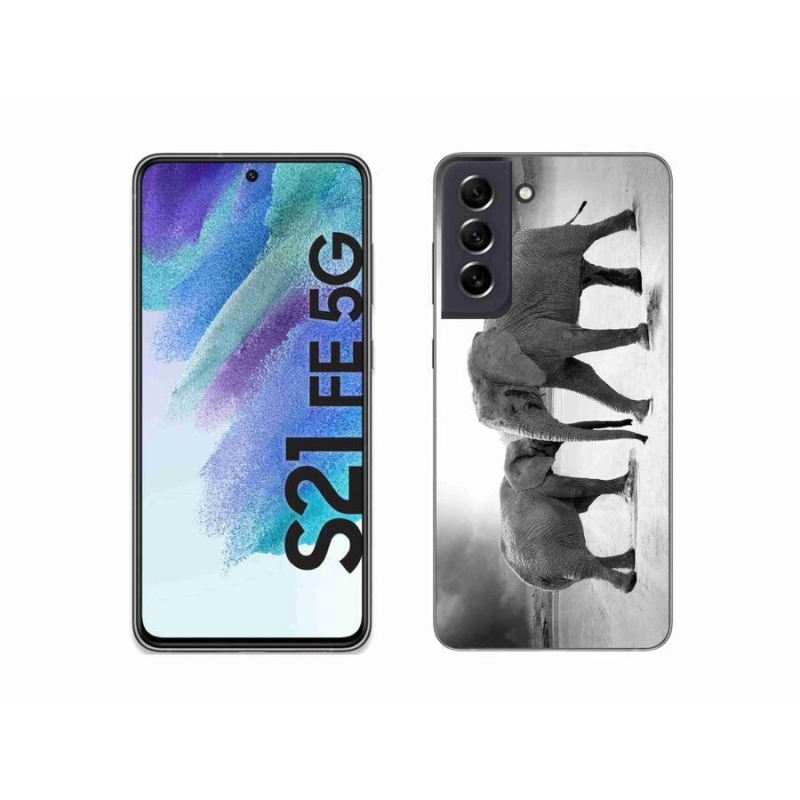 Gelový kryt mmCase na mobil Samsung Galaxy S21 FE 5G - černobílí sloni