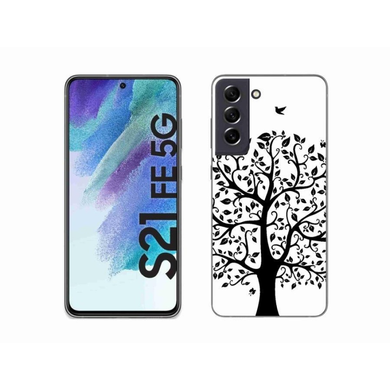 Gelový kryt mmCase na mobil Samsung Galaxy S21 FE 5G - černobílý strom