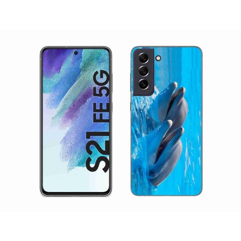 Gelový kryt mmCase na mobil Samsung Galaxy S21 FE 5G - delfíni